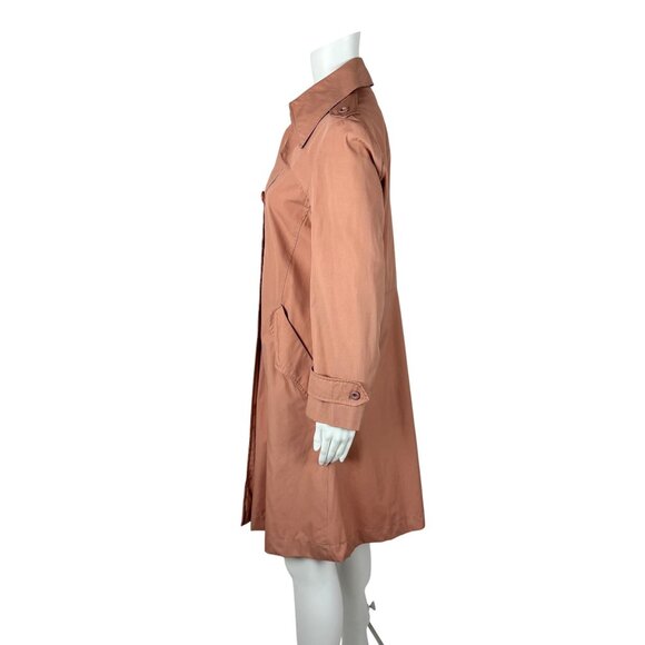 Vintage 70s Trench Coat Women's Medium Dusty Pink Mid Length Double Breasted - Picture 11 of 12